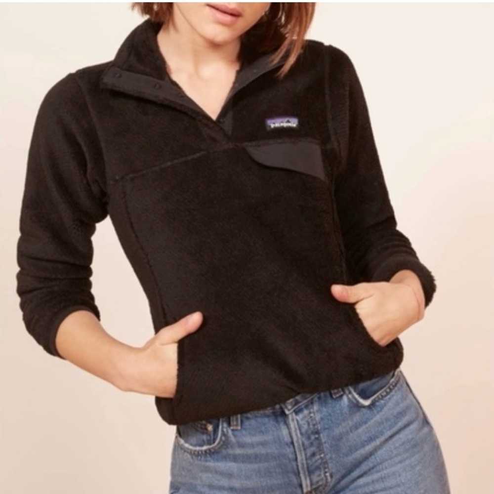 Payagonia Black are-Took Snap T Fleece Pullover-LARGE
